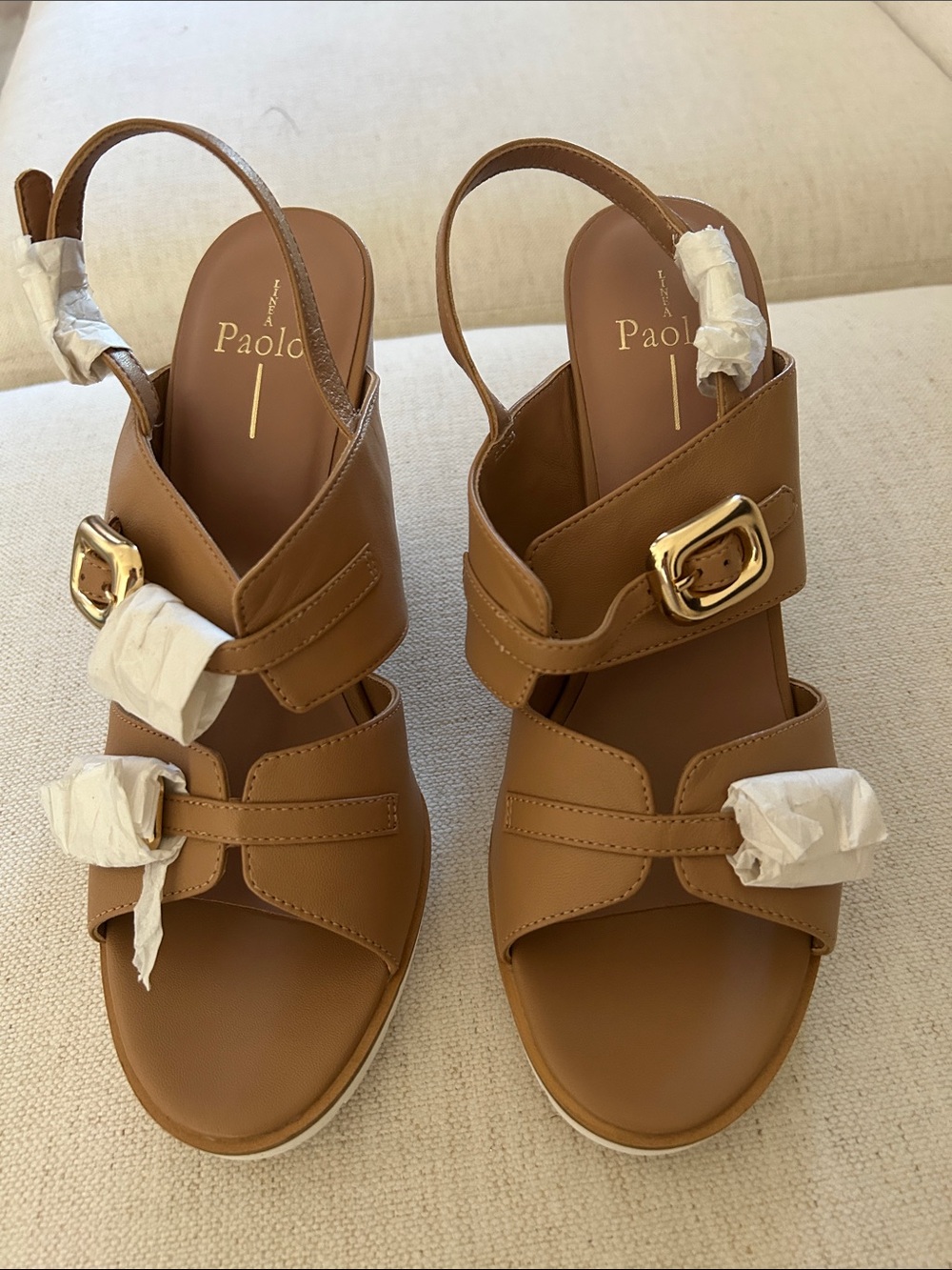 Linea Paolo Elvie Slingback Wedge Sandal, Tan, Size 11, NWT no box - Picture 3 of 10